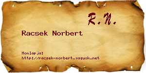 Racsek Norbert névjegykártya